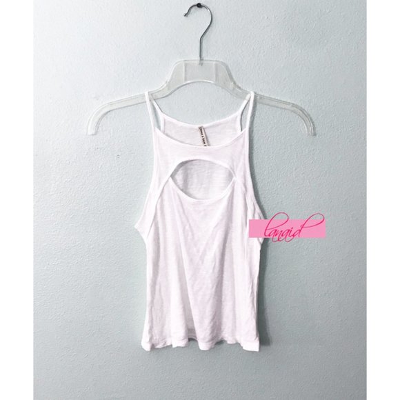 NEW LF Emma & Sam Cut-Out Slub Tank Ivory Cutout White Burnout Sleeveless Top XS - Picture 1 of 5